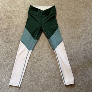 Colorblock Green and White Leggings